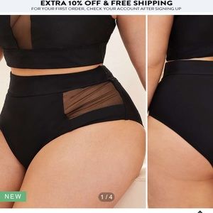 Plus size bikini bottoms with mesh cut out